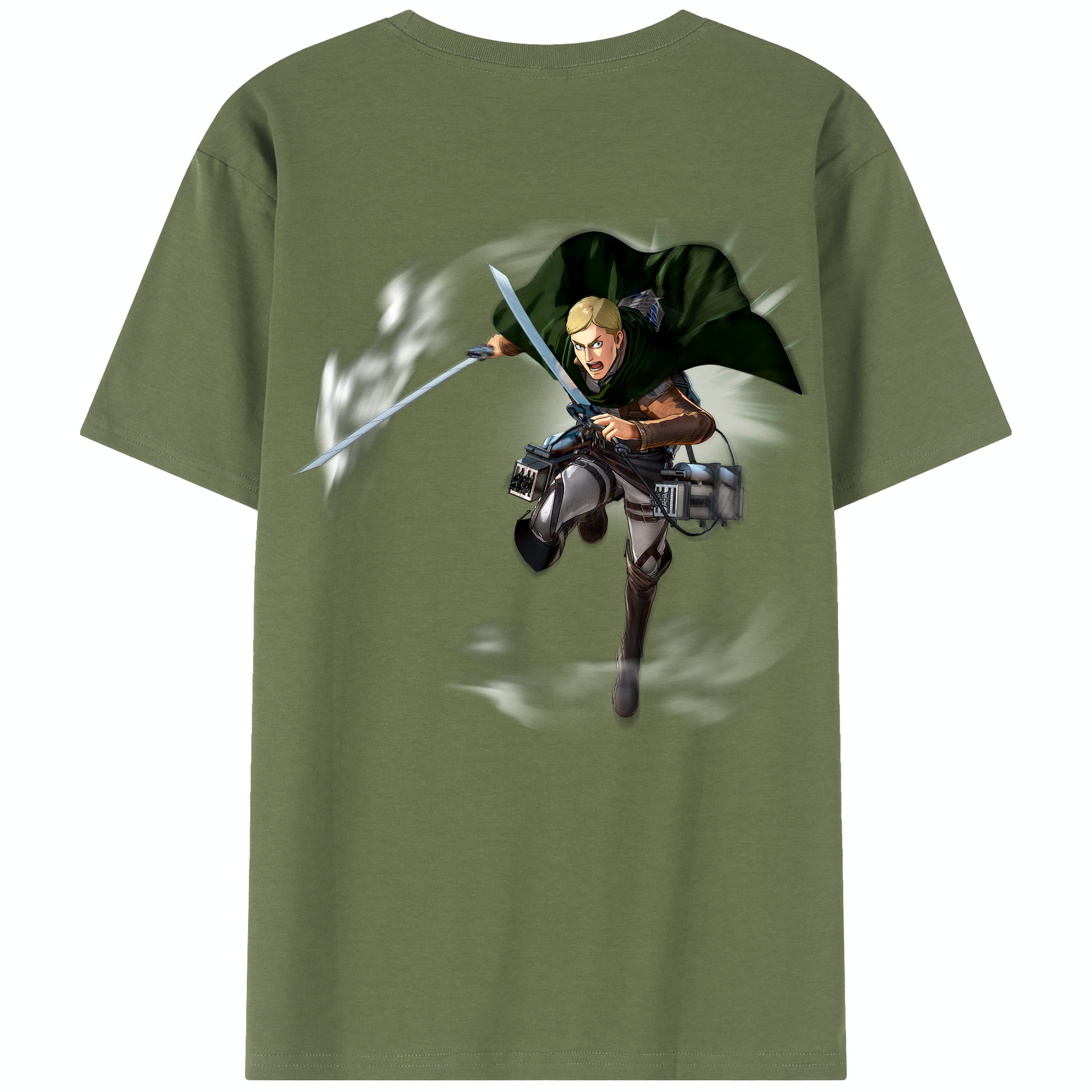 （画像用） 進撃の巨人 エルヴィン・スミス Attack on Titan Erwin Smith 綿100％半袖Tシャツ（背面プリント）